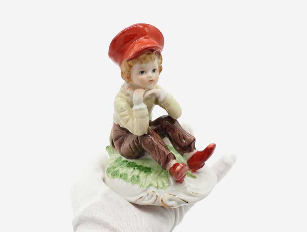 Little Boy Pondering Vintage Figurine