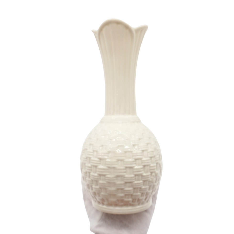 Belleek Sperrin Shamrock and Basketweave Pattern Vase