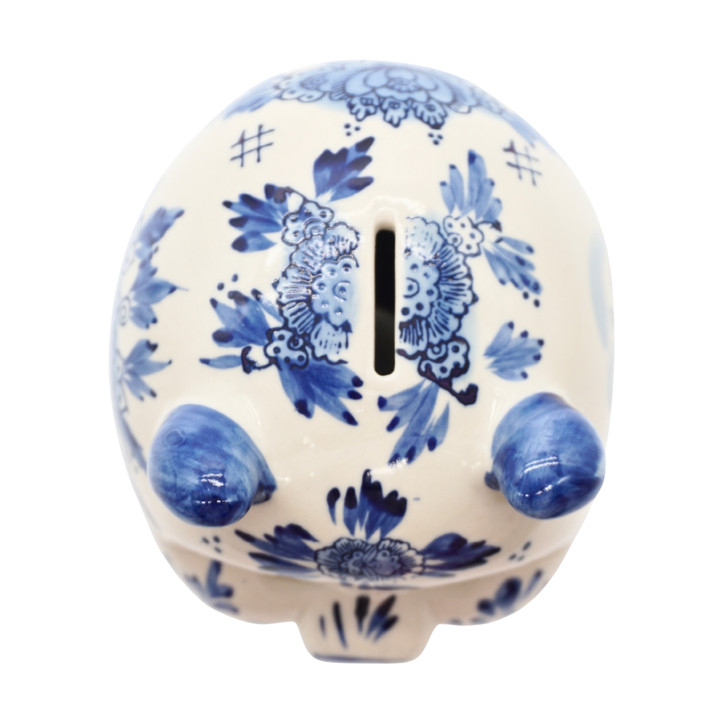 Vintage Delft Blue Hand Painted Ceramic Piggy Bank