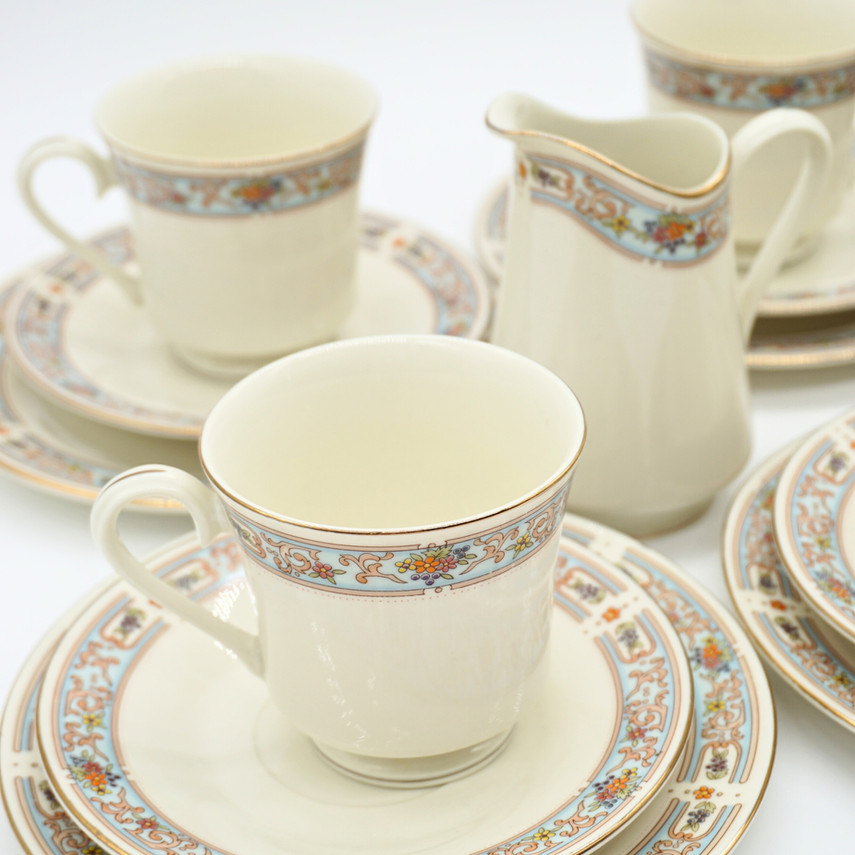 Vintage Budlet Fine China Ivory Pattern Tea Set