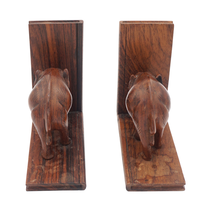 Vintage Hand Carved Asian Elephant Bookends