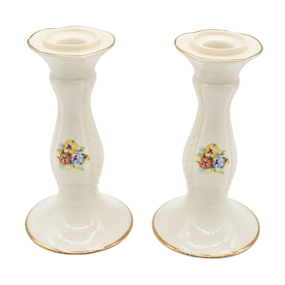 Vintage Two Irish Parian Donegal China Candlestick Holders