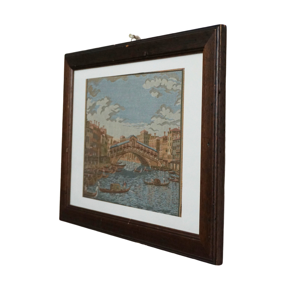Vintage Framed Tapestry Featuring the Venice Rialto Bridge