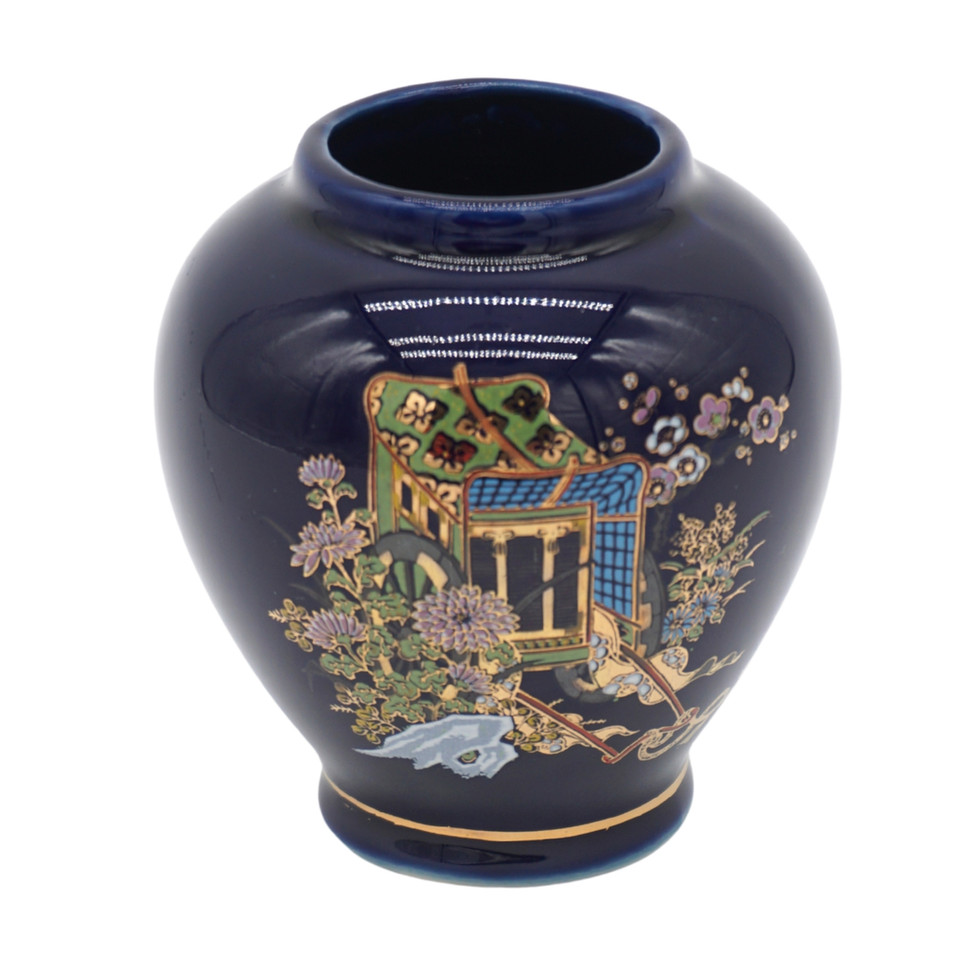 Vintage Small Japanese Cobalt Blue Porcelain Vase