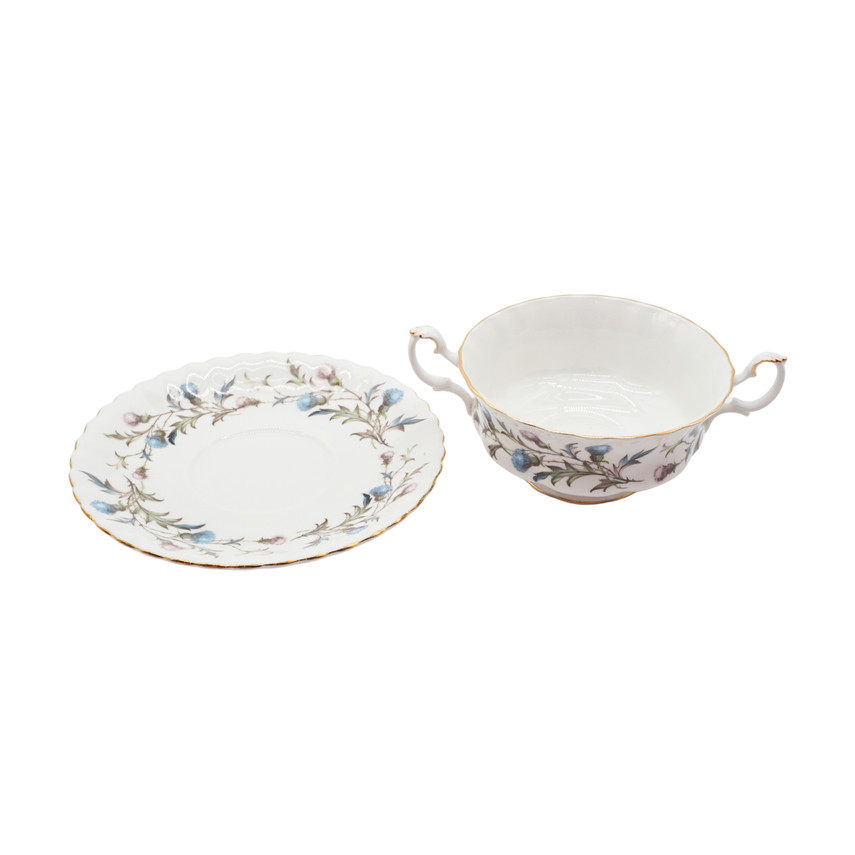 Royal Albert Brigadoon Pattern Soup Coupe And Saucer Set of Eight