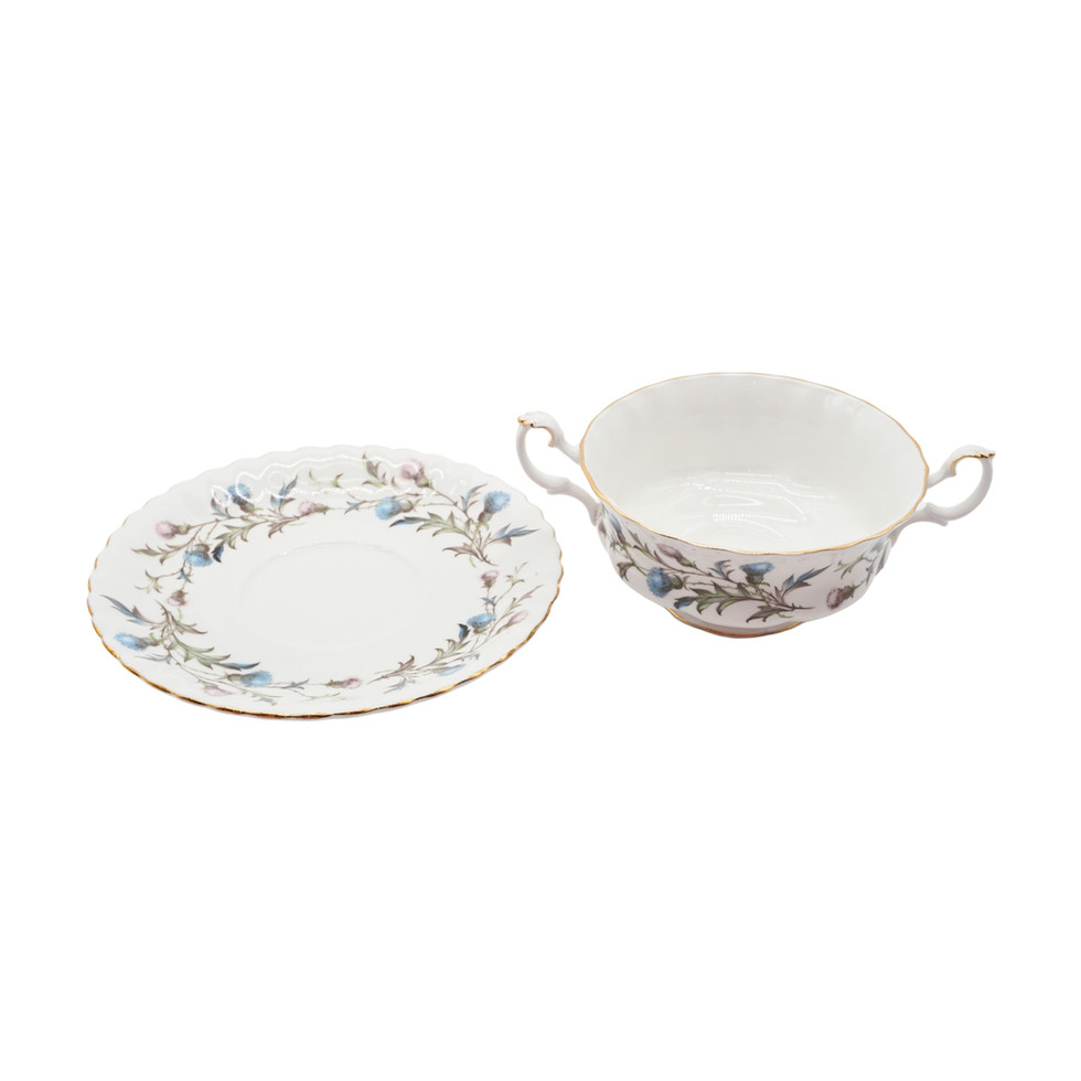 Royal Albert Brigadoon Pattern Soup Coupe And Saucer Set of Eight