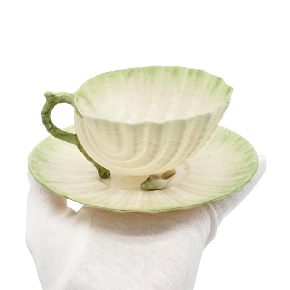 Belleek Porcelain Neptune Cabaret Tea Set, Victorian, 1891-1926