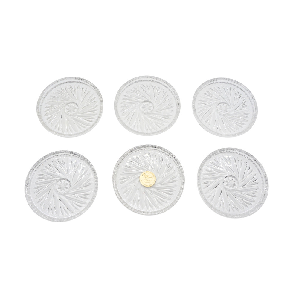 Vintage German Princess House 24% Lead Crystal Cut Coasters, Set of 6