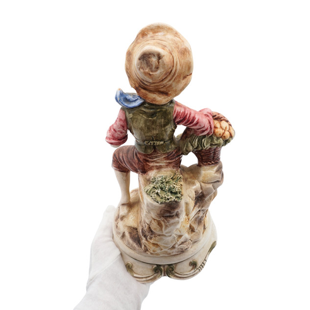 Vintage Capodimonte Porcelain Figurine Boy with Fruit Basket