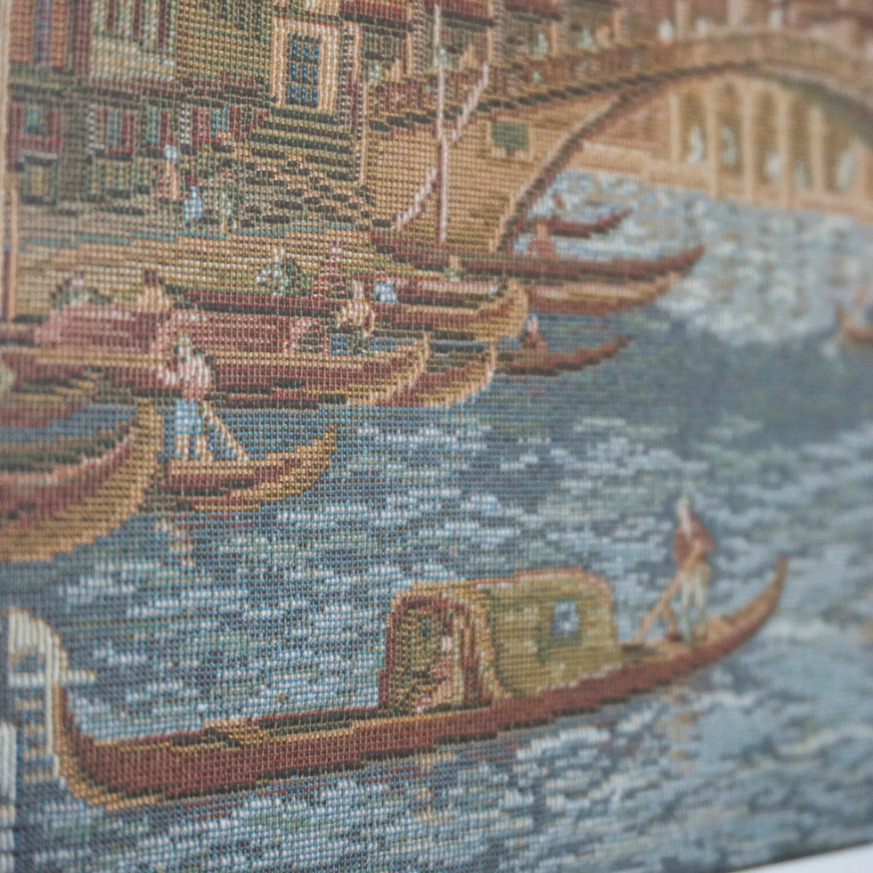 Vintage Framed Tapestry Featuring the Venice Rialto Bridge