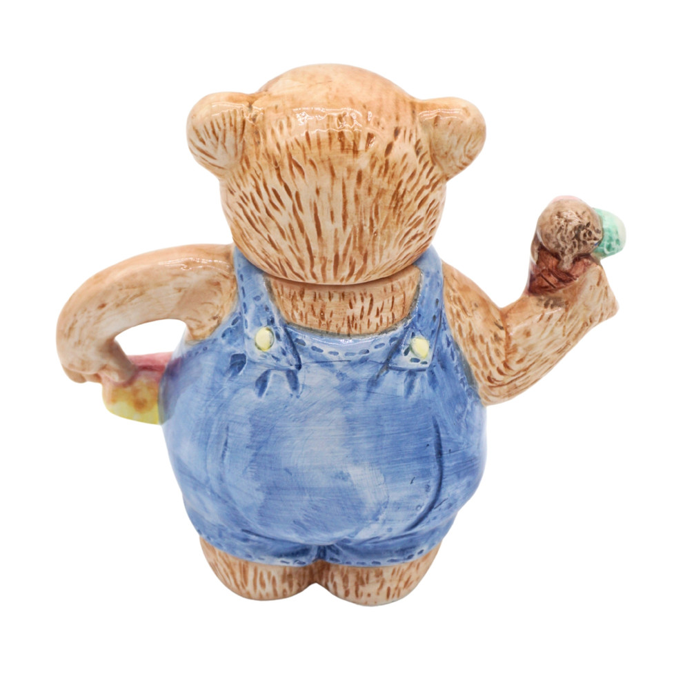 Vintage Hand Painted Teddy Bear Ceramic Teapot