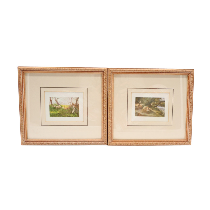 Pair of Vintage Framed Countryside Art Prints