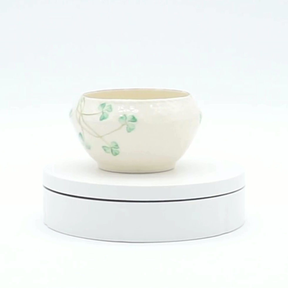 Belleek Ireland Shamrock Open Sugar Bowl