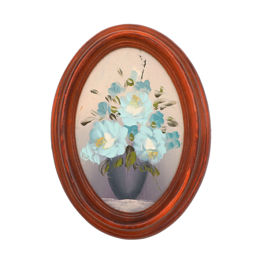 Small Vintage Oval Floral Painting