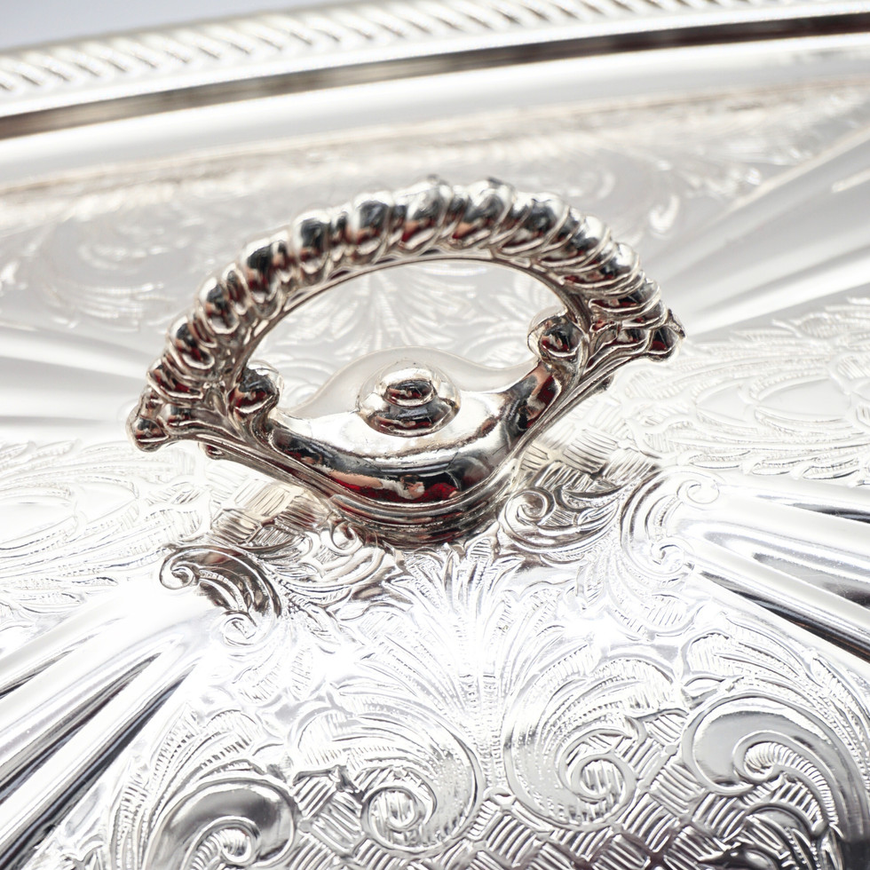 Queen Anne Silver Plated Glass Pyrex Serving Dish Stand With Lid
