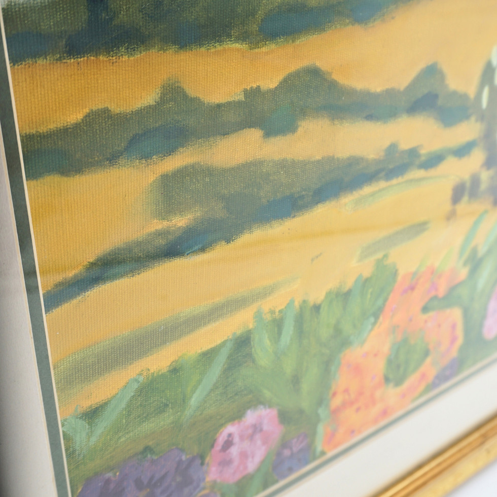 Landscape of Flowers and Trees Original Oil on Board Painting