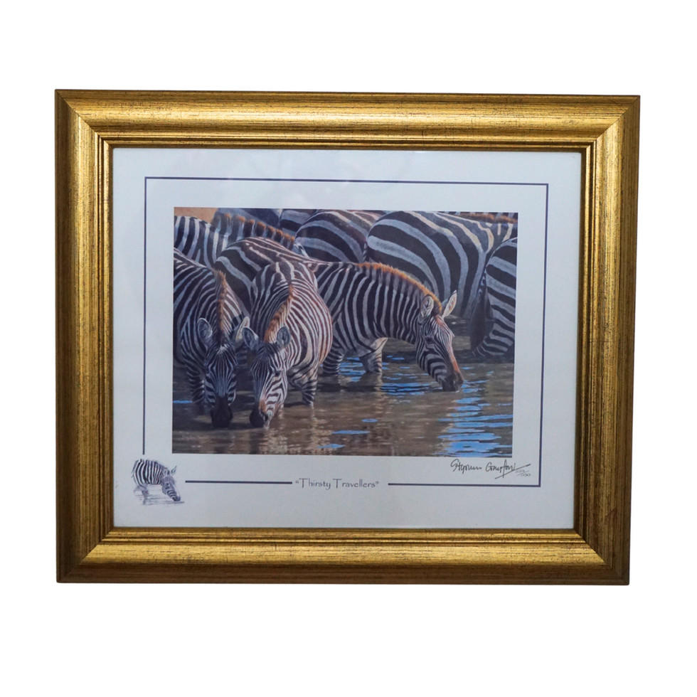 Limited Edition Zebra Print, Thirsty Travellers by Stephen Gayford