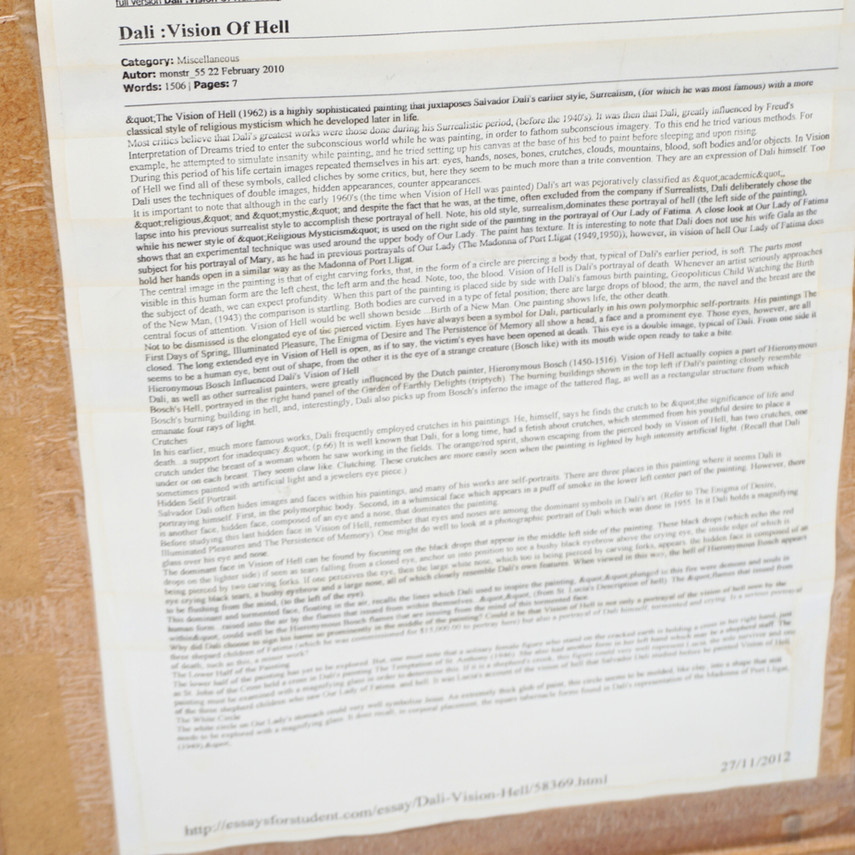 Salvador Dali Vision of Fatima Print Art Picture, Signed