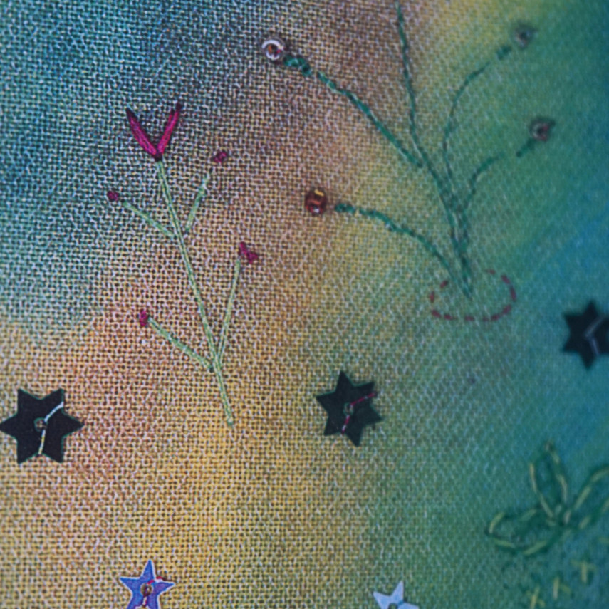 Embroidered Art Print, Falling Down to Earth by Martyne Raven, 2002