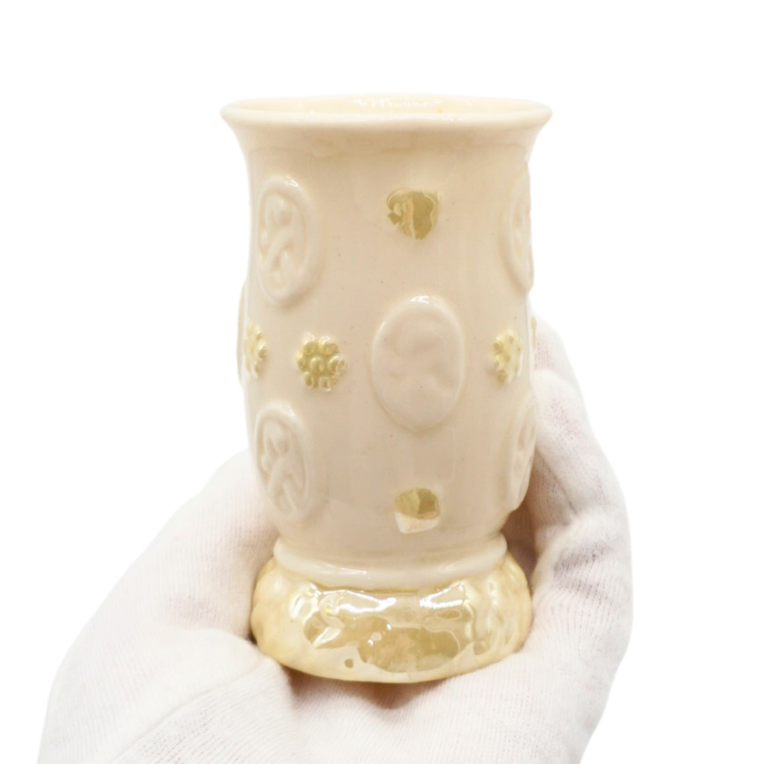 Belleek Celtic Motif Erne Pattern Spill Vase, Set of Two