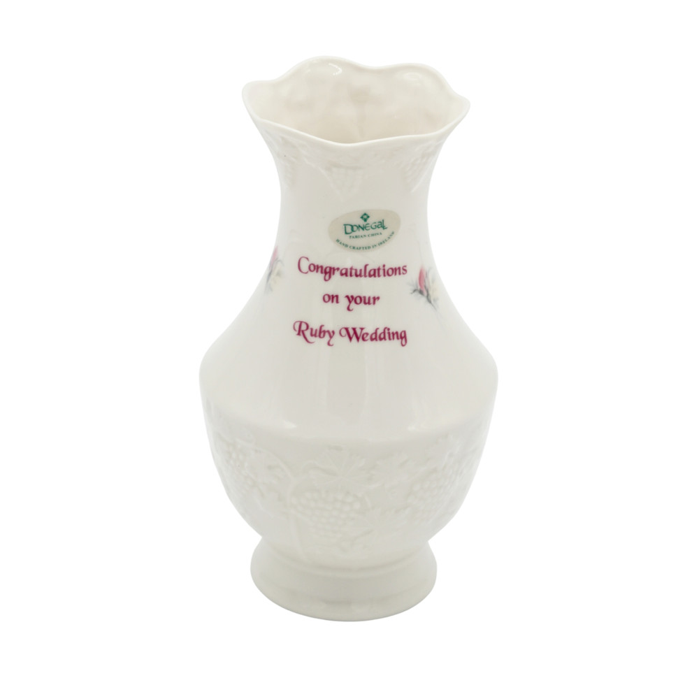 Donegal Irish Parian China Ruby Wedding Anniversary Vase