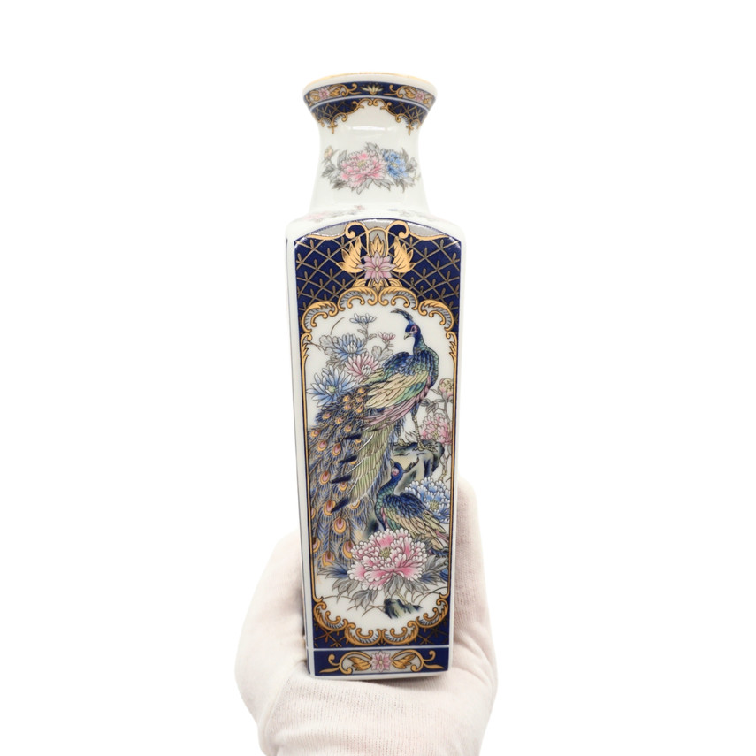 Vintage Japanese Peacock Small Table Ornament Vase