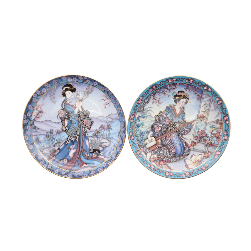 Royal Doulton Flower Maidens Series Decorative Collector Plates, Set of Two