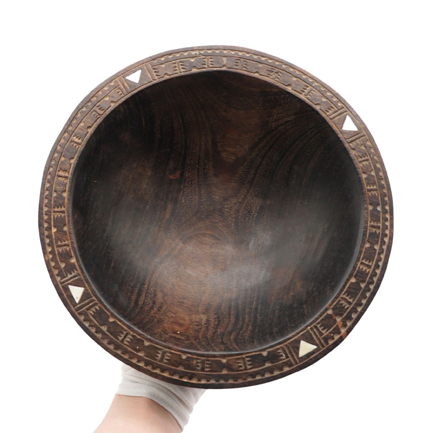 Large Vintage Polynesian Wooden Kava Bowl