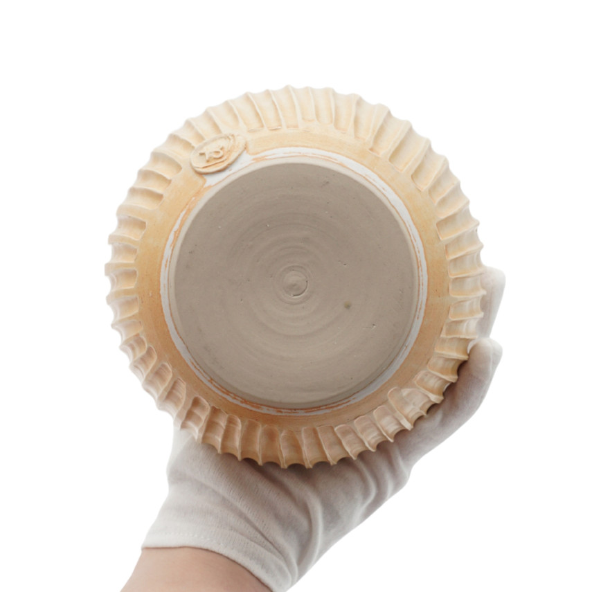 Vintage Handmade Pottery Vase with Letter T