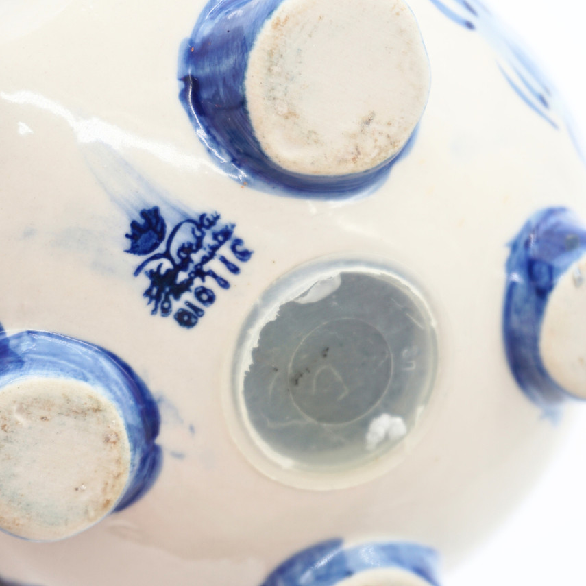 Vintage Delft Blue Hand Painted Ceramic Piggy Bank