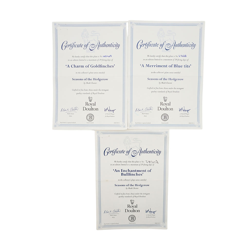 Royal Doulton Limited Edition Seasons of the Hedgerow Plates, Set of Three