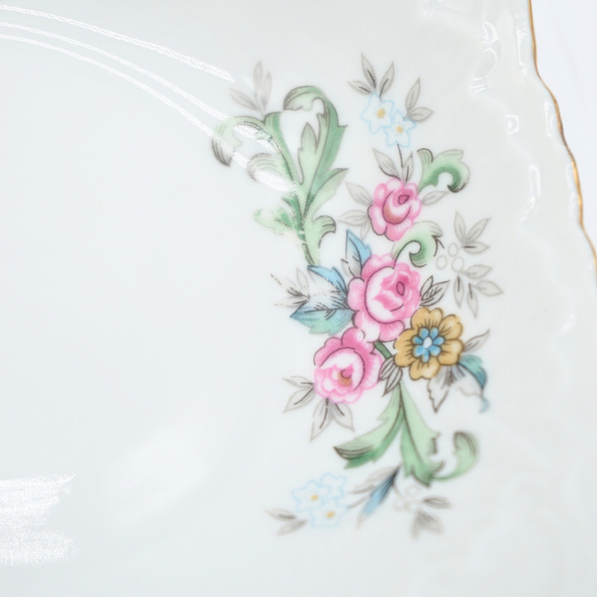 Vintage Cmielow Poland White Floral Bowl, Set of Six