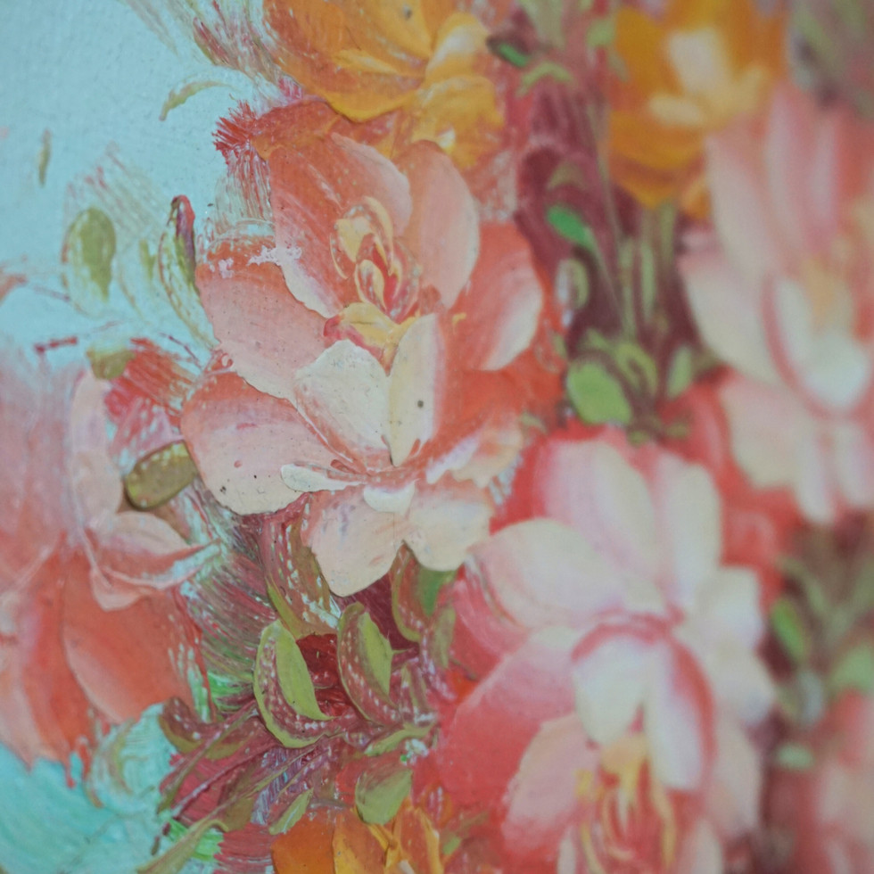 Vintage Robert Cox Floral Oil Painting on Canvas