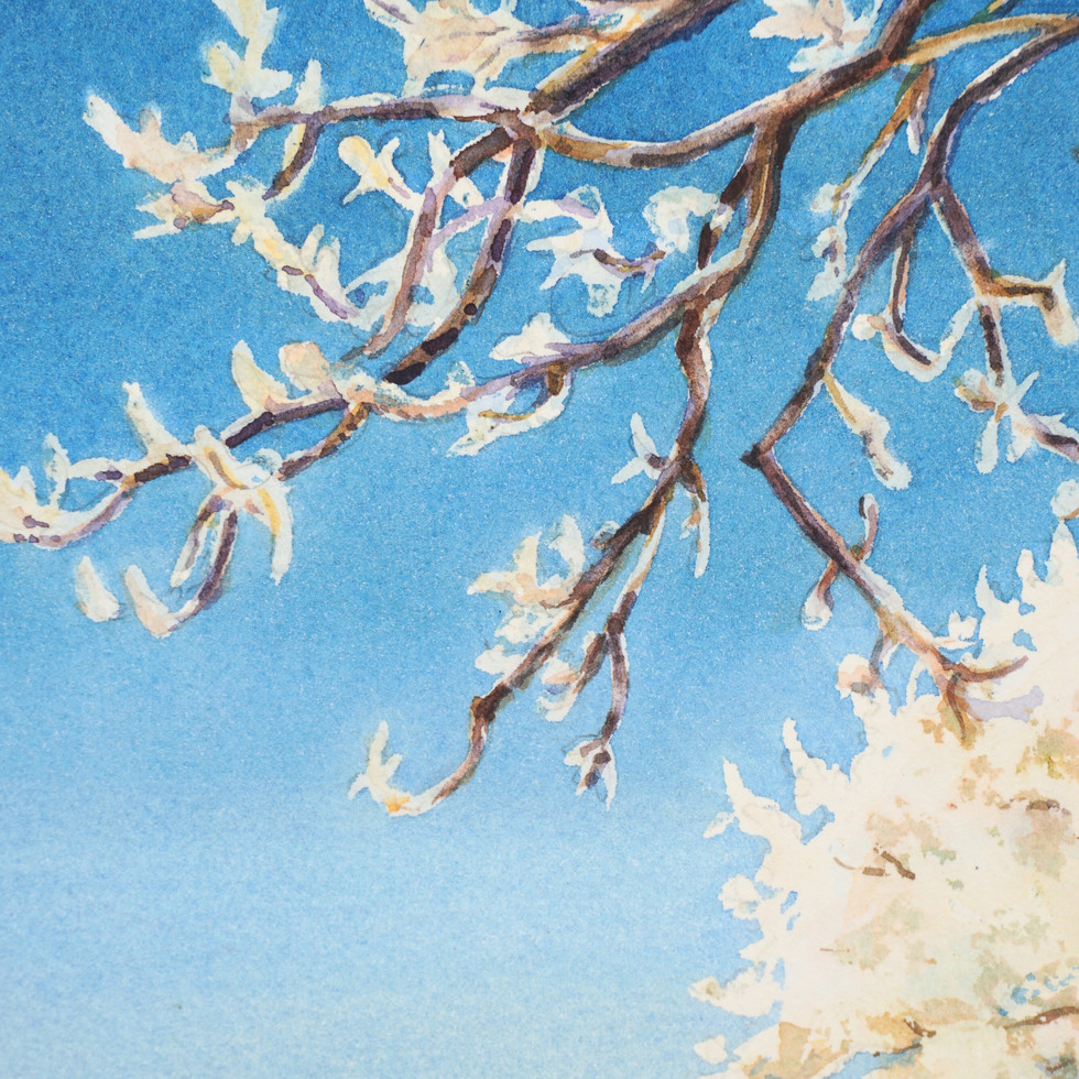 Watercolor Painting of a Snowy Landscape, Unframed, by Mary Harris
