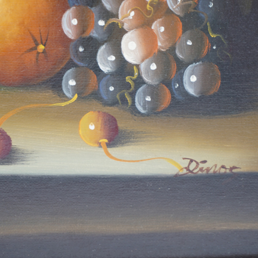 Vintage Oil on Board Painting, Still Life Composition of Fruit, Signed