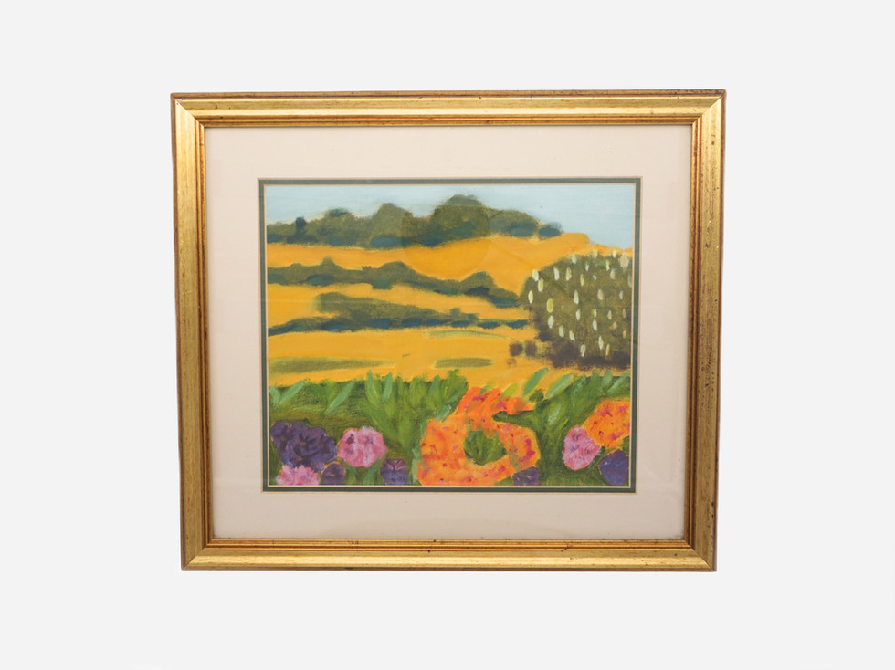 Landscape of Flowers and Trees Original Oil on Board Painting