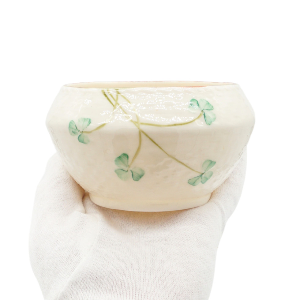 Belleek Ireland Shamrock Open Sugar Bowl