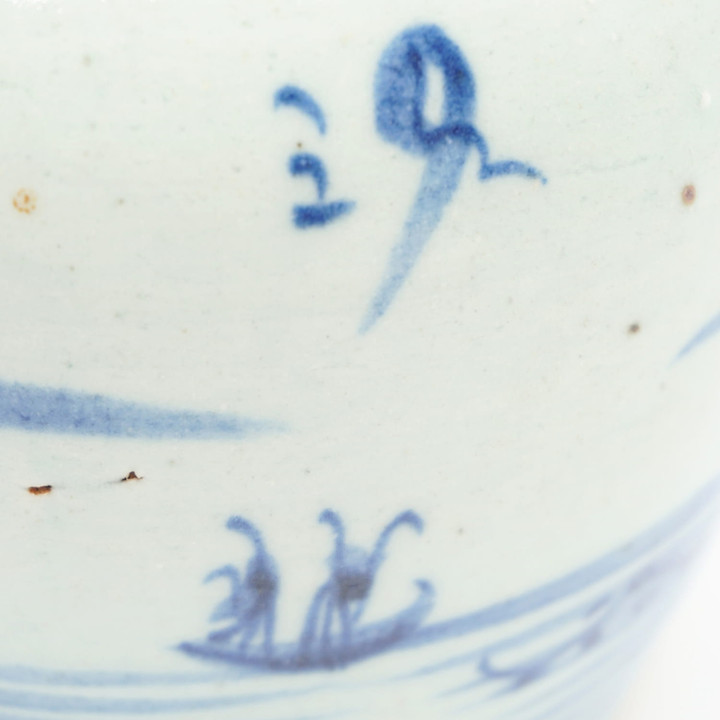 19th Century, Qing Dynasty Chinese Blue and White Porcelain Ginger Jar