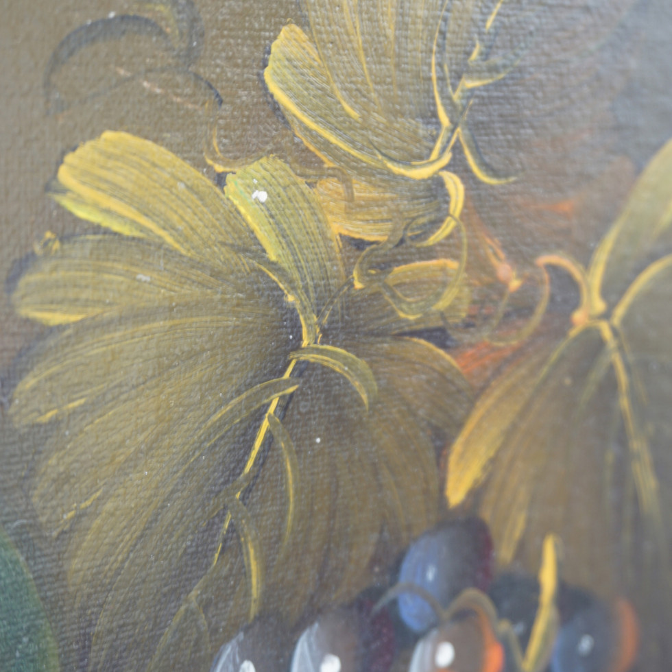 Vintage Oil on Board Painting, Still Life Composition of Fruit, Signed