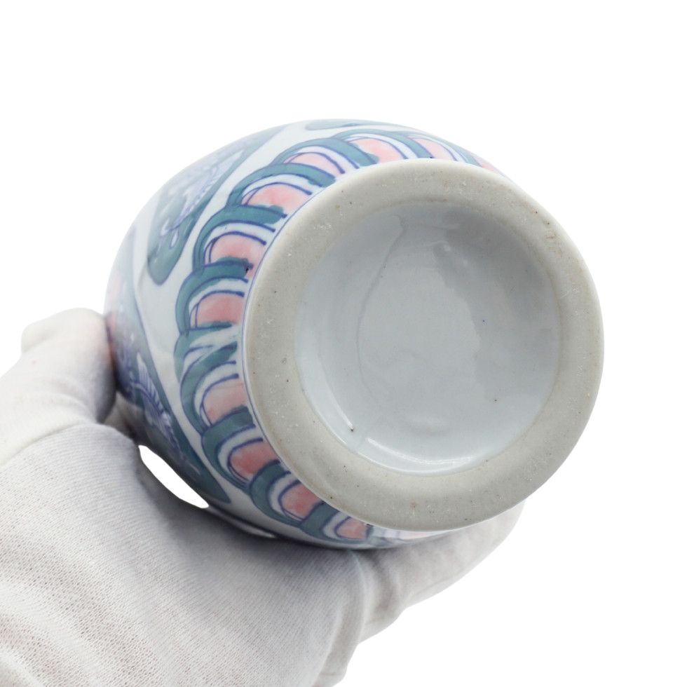 Vintage Hand Painted Chinoiserie Porcelain Floral Vase