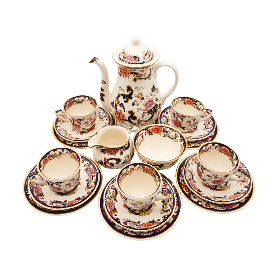 Masons Ironstone Mandalay Blue Coffee Set, 18 Pieces