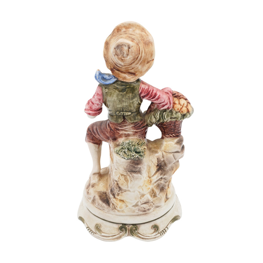Vintage Capodimonte Porcelain Figurine Boy with Fruit Basket