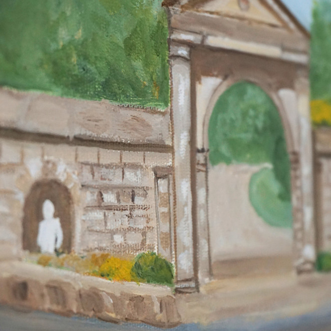 Oil on Board Painting of Bishop’s Gate Lodge by John Parkhill, 1993