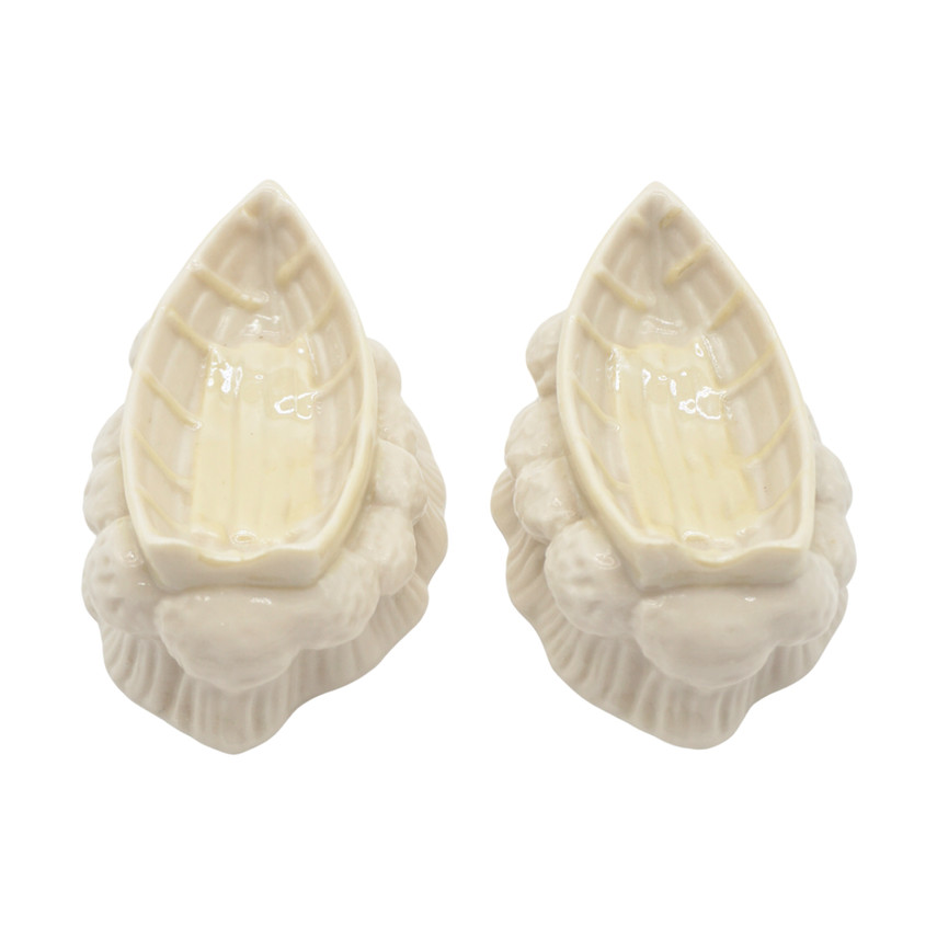Belleek Ireland Parian China Row Boat Master, Set of Two