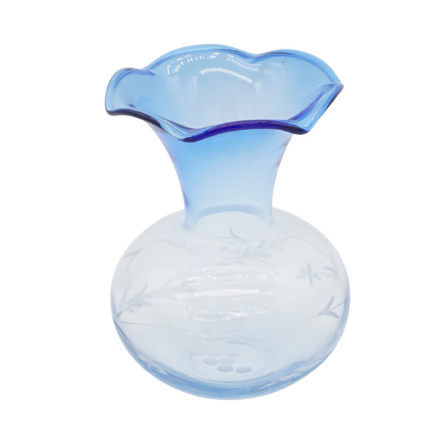 Vintage Glass Cobalt Blue Cut Vase