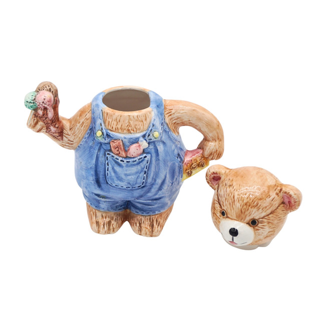 Vintage Hand Painted Teddy Bear Ceramic Teapot