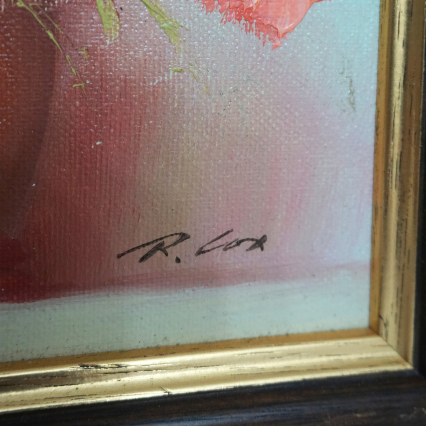 Vintage Robert Cox Floral Oil Painting on Canvas