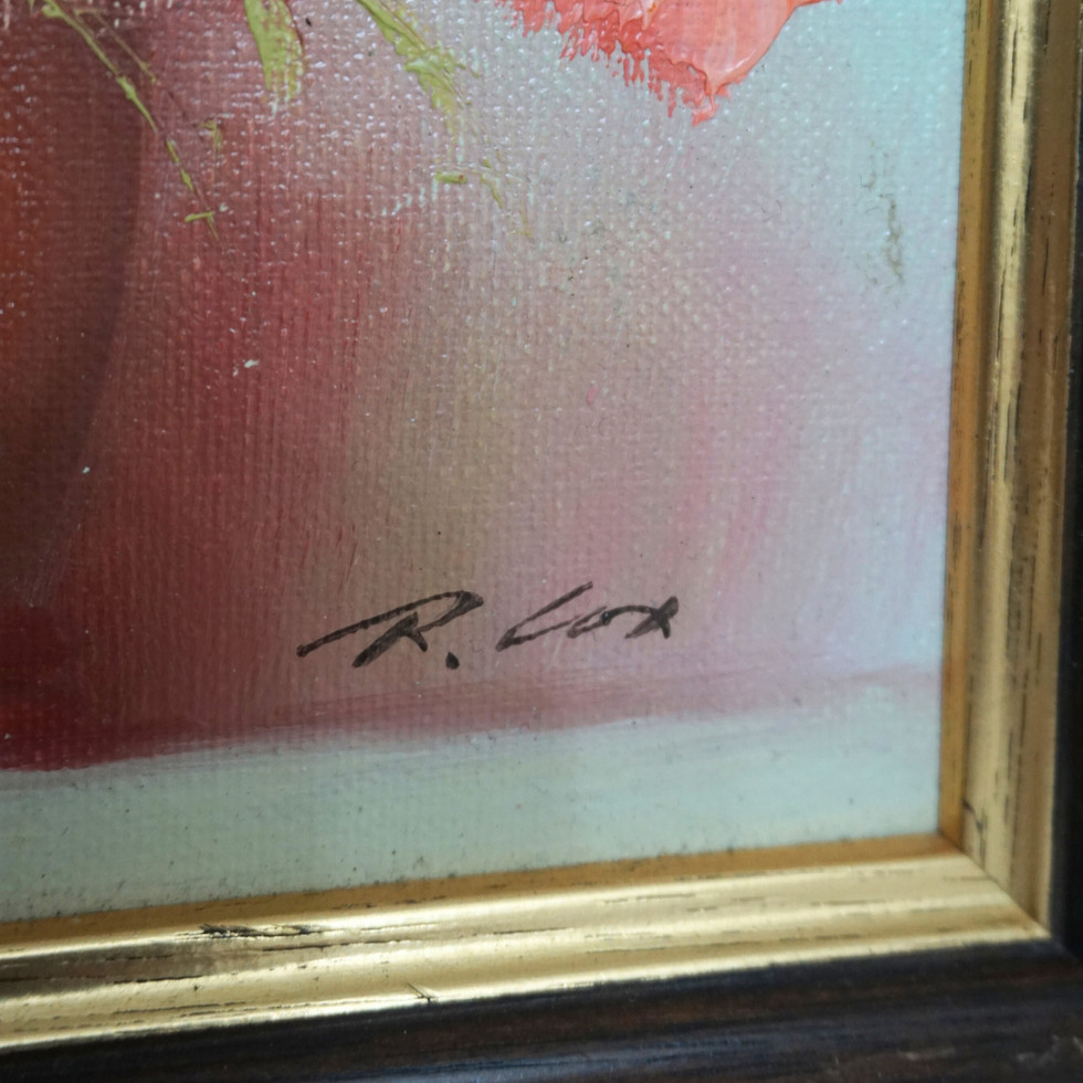 Vintage Robert Cox Floral Oil Painting on Canvas