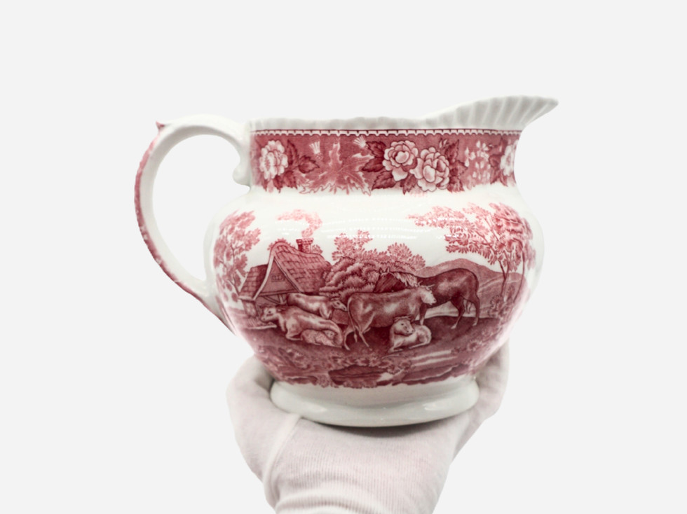 Adams English Scenic Pink Ironstone Jug