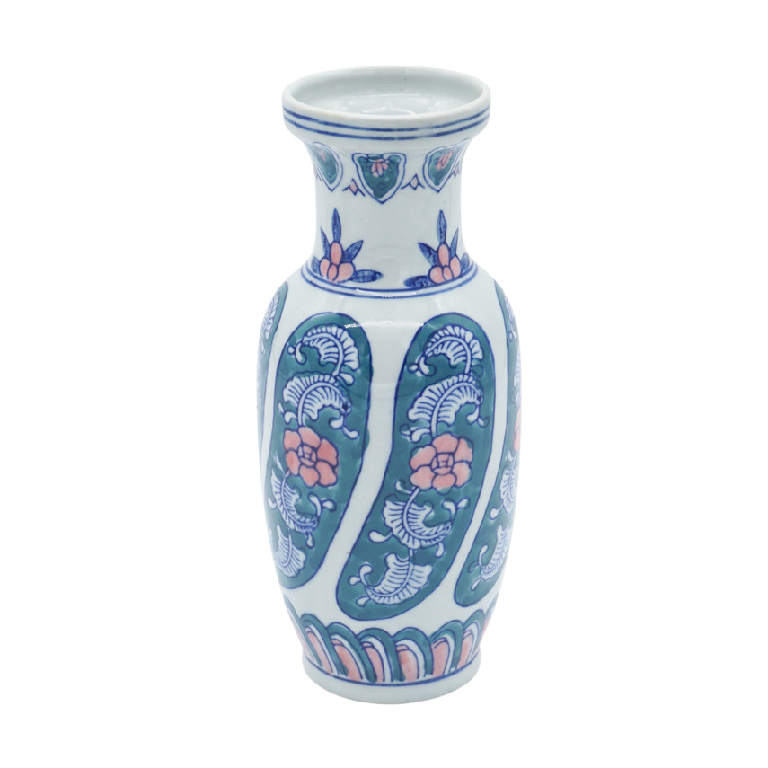 Vintage Hand Painted Chinoiserie Porcelain Floral Vase